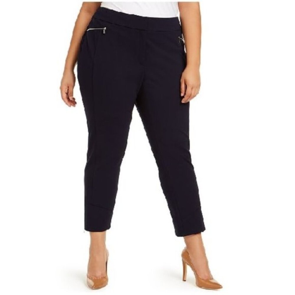 Calvin Klein Plus Size Cropped Zipper-Pocket Pants